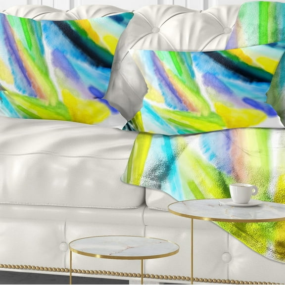 Designart Green Vibrant Brushstrokes - Abstract Throw Pillow - 12x20