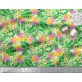 thumbnail image 3 of Soimoi Yellow Moss Georgette Fabric Monstera Leaf & Pine Fruits Print Fabric by The Yard 42 Inch Wide, 3 of 3