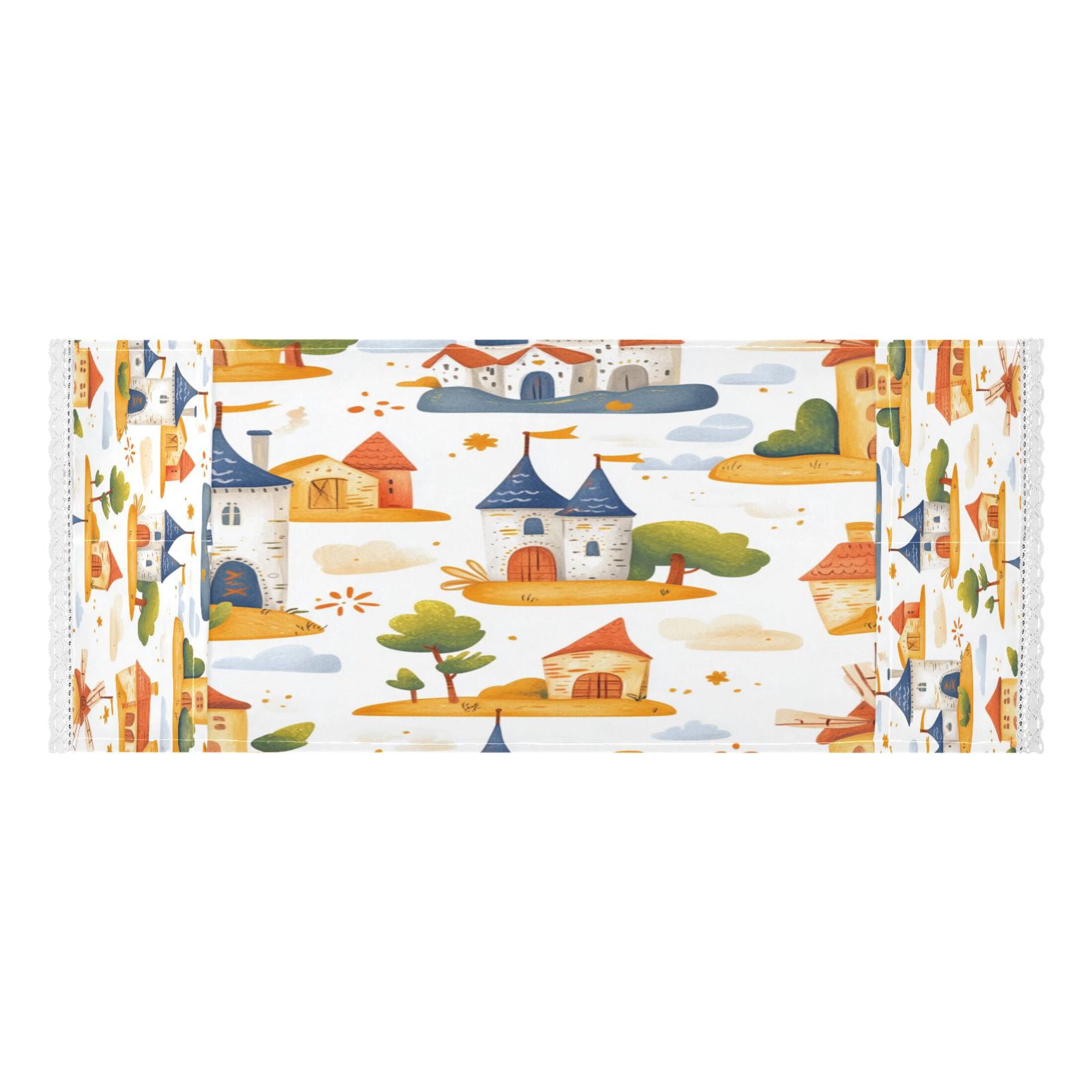 Cartoon Castle and WindmillWasher and Dryer Covers Dust-Proof and Oil Resistant Fridge Cover with 4 Storage Pockets Washing Machine Top Cover for Laundry Kitchen Home 51.2 x 22 In