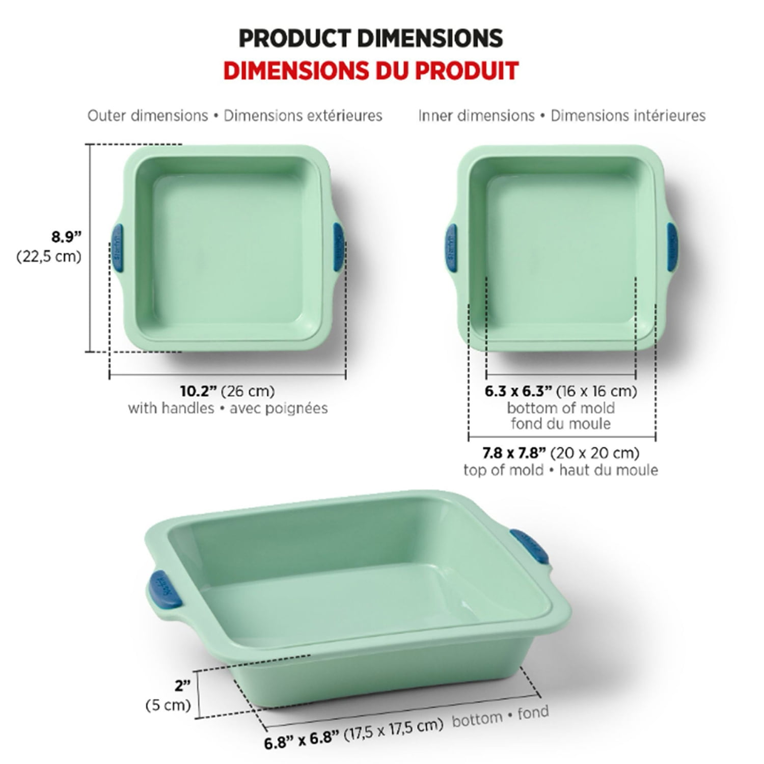 Starfrit 8 in Square Silicone Cake Pan with Integrated Metal Frame