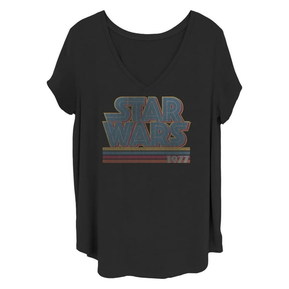 Women's Star Wars: A New Hope Retro Classic Logo Stripes  Graphic T-Shirt