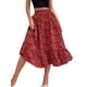 thumbnail image 4 of VISgogo Falda larga para mujer, cintura elástica, estampado floral, volantes, dobladillo grande, línea A, faldas casuales, S/M/L/XL VISgogo  moda, 4 of 7