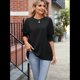 thumbnail image 5 of Blusas Elegantes e Informales para Mujer, Cuello , Mangas 3/4 y Puños Fruncidos. Negro S, 5 of 8