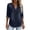 Dark Blue-03, variant on Women's Casual Chambray V Neck Tunic Shirt, Rolled 3/4 Sleeve Side Slit Denim Blouse Work & Daily Wear