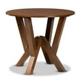 thumbnail image 7 of Round Wood Dining Table - 35 Inch Walnut Brown Tabletop, Sculptural Base, Dining Room Table, 7 of 7
