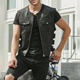 thumbnail image 3 of Men's Casual Fashion Solid Color Zipper Vest with Multiple Pockets, Motorcycle Rider Vest, Lightweight Layering Piece for Fall Winter Outdoor Riding and Daily Streetwear,Black,L, 3 of 7