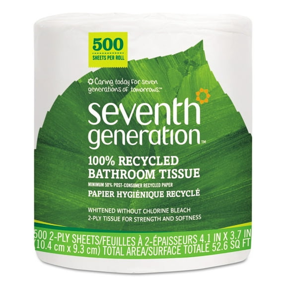 Seventh Generation White Bathroom Tissue, Toilet Paper, 500 Sheets