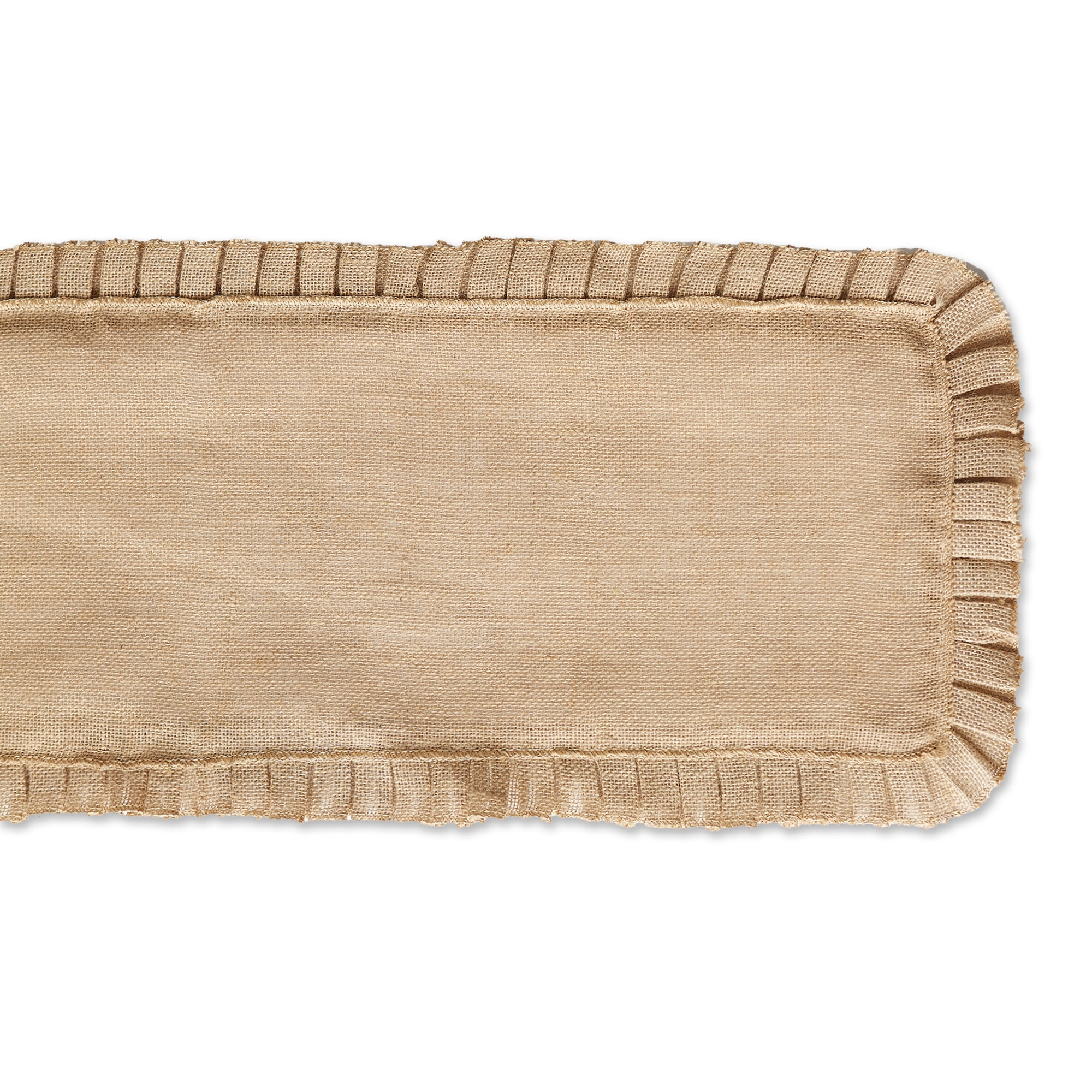 Natural Ruffle Trim Jute Table Runner, 14x108 inch