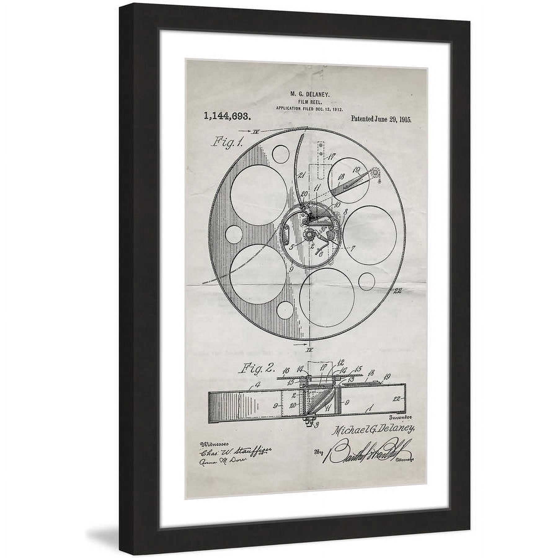 "Film Reel 1915 Old Paper" Framed Painting Print
