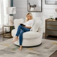 thumbnail image 5 of Muumblus Oversized Swivel Barrel Accent Chair, Teddy Adult Comfy Reading Armchair, Ivory, 5 of 6