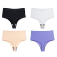 thumbnail image 3 of Yunleeb High Waisted Thong No Show Underwear for Women,Seamless High Rise Panties 4 Pack Mix3 XL, 3 of 3