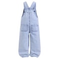 thumbnail image 7 of NIEWTR Girls' Casual Sleeveless Jumpsuits Spaghetti Strap Loose Romper Long Pants with Pockets Summer Pants(A01-Light Blue,6-7 Years), 7 of 7
