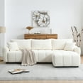 thumbnail image 4 of Harper & Bright Designs L-Shaped Sectional Sofa Set with Movable Ottoman, 3-Seat Couch with Extra-large Seat, Boucle Upholstered Sectional Sofe with Pull-line Design, 110", Cream, 4 of 19