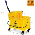 thumbnail image 3 of HJTER Mop and Bucket Set with Wringer On Wheels, 21 Quart Capacity Portable Wringer Trolley on Wheels, Side Press Floor Cleaning Wavebrake w/Handle, Mop Bucket for Home, Commercial, Restaurants, 3 of 8