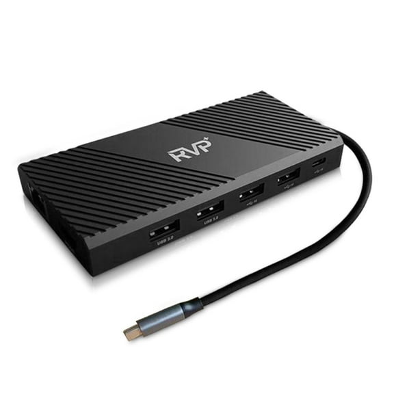 RVP  Docking Station 3 Monitors, 12-in-1, Tri-Display-4K HDMI Dual Monitors, 5Gbps USB-C-A Data Transfer, USB 3.0, 100W Laptop-Charging, Gigabit Ethernet, Audio, SD-TF Dongle (RVP-MCY93)