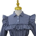 thumbnail image 5 of Blue Striped Vintage Dress - Regency Era Ruffled Gown, 5 of 10
