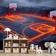 thumbnail image 7 of Basketball Wallpaper Lava Basketball Court Glowing Neon Peel and Stick Wall Murals 69"H x 96"W Removable PVC Wall Paper Self-Adhesive Wall Paintings Art Decor for Bedroom Living Room, 7 of 7