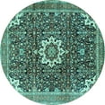 thumbnail image 1 of Ahgly Company Indoor Round Medallion Turquoise Blue Traditional Area Rugs, 6' Round, 1 of 4
