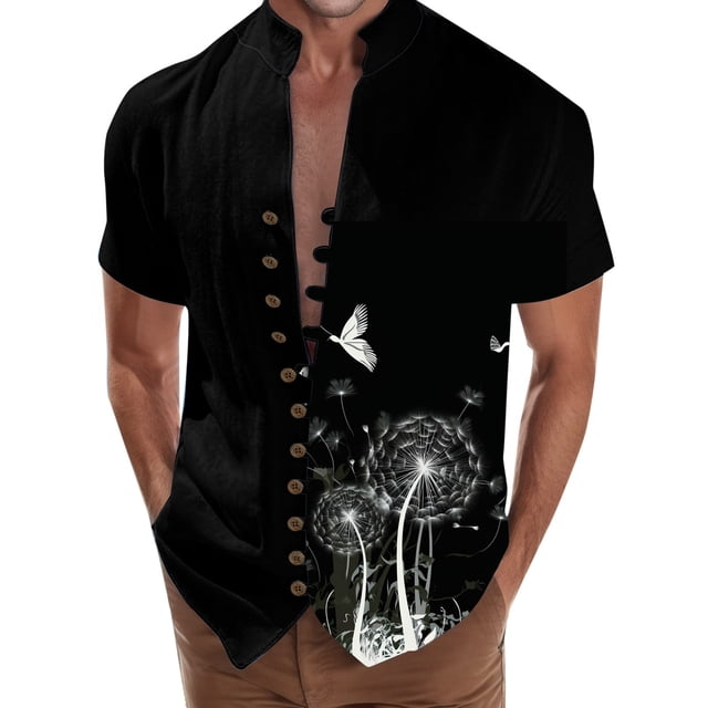 SHIXIAOO Chemise à Manches Courtes pour Hommes avec Impression Numérique 3D, Poche, Boucle, Col à Revers, Mode Exercice