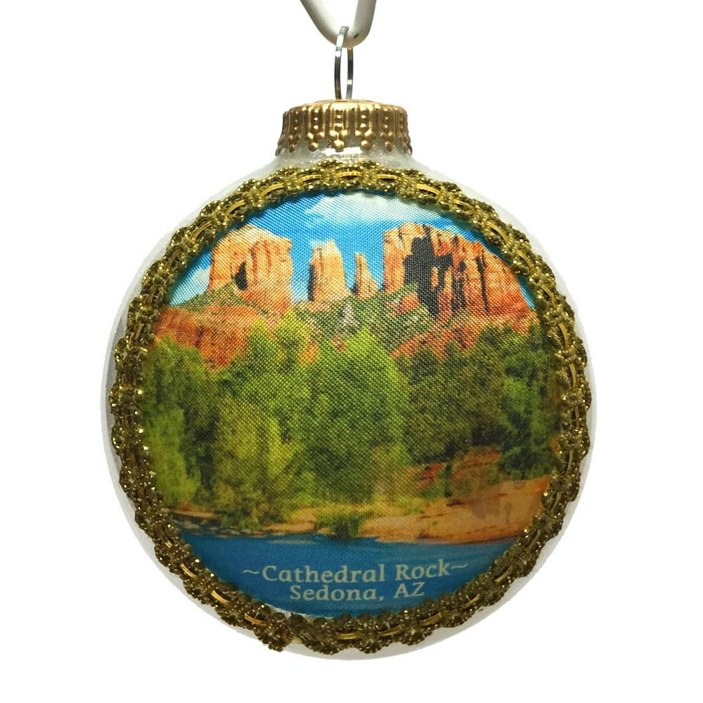 Cathedral Rock Sedona Arizona Glass Ball Christmas Ornament Made in USA