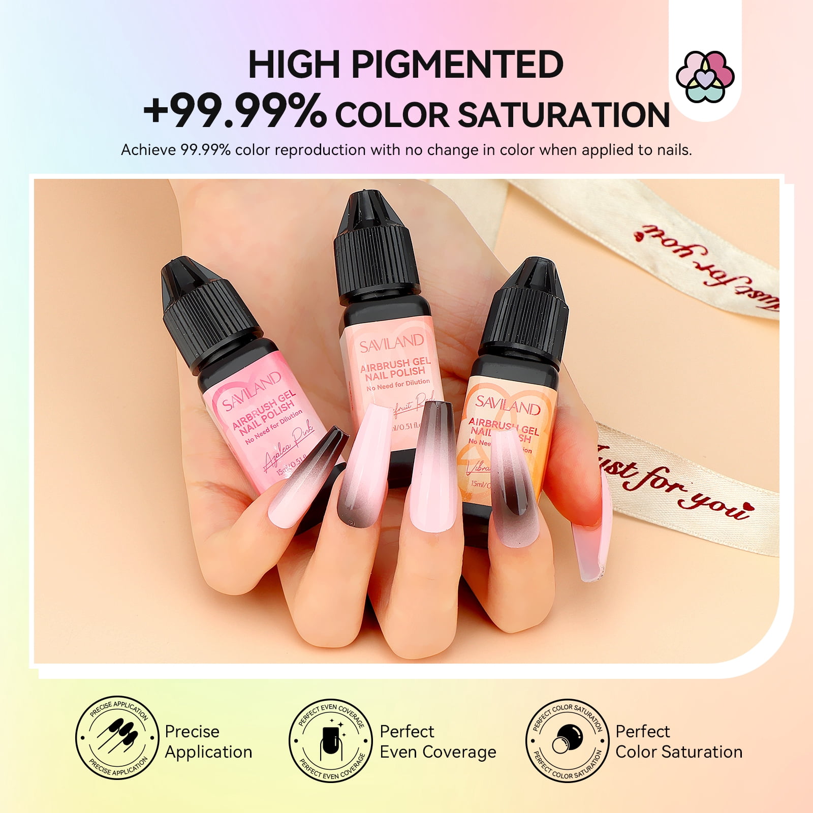 SAVILAND Airbrush Gel Nail Polish: 36 Colors No Need for Dilution Gel Polish Airbrush Paint for Nail Diluted High Pigmented for Acrylic French Gradients Cat Eye Paint Home Salon DIY