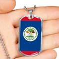 thumbnail image 2 of Collier Drapeau Belize Belize Drapeau en Acier Inoxydable Ou 18k or Chien Tag 24", 2 of 8