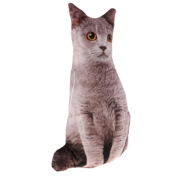 Esquirla Simulation Cat Shape Plush Toy Stuffed Throwing Pillow Cozy Cushion - Gray