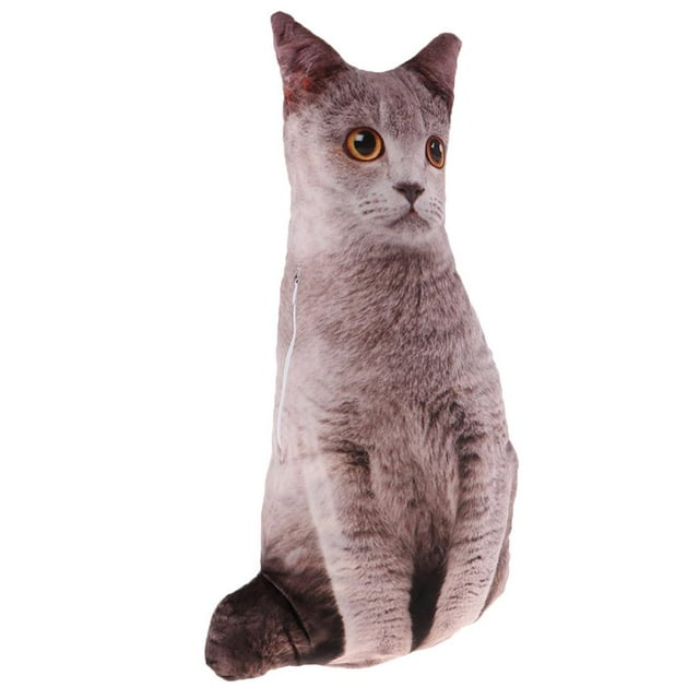 Esquirla Simulation Cat Shape Plush Toy Stuffed Throwing Pillow Cozy Cushion - Gray