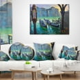 thumbnail image 4 of Designart Gondolas in Venice - Landscape Painting Throw Pillow - 12x20, 4 of 5