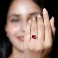 thumbnail image 6 of Rosec Jewels Created Ruby Solitaire Engagement Vintage Ring with Diamond (8 mm Cushion Cut Ruby), 10K Yellow Gold, US 6.50, 6 of 8