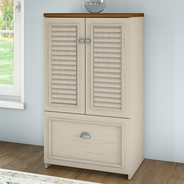 Bush Furniture Fairview Storage with Drawer in Antique White