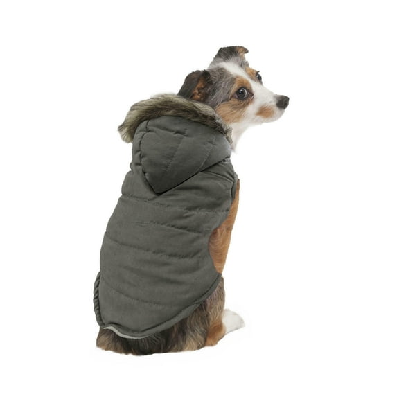 Fashion Pet Velvety Puffer Coat Gray SML