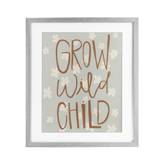 Stupell Industries Bohemian Grow Wild Child Flowers Gray Framed Print Under Glass, 13 x 16, by Katie Griggs
