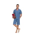thumbnail image 4 of ANLIQI Men's 100% Cotton Pajamas Set Summer Short Set Button Down Sleepwear Soft Loungewear with Pockets (Blue XL), 4 of 7