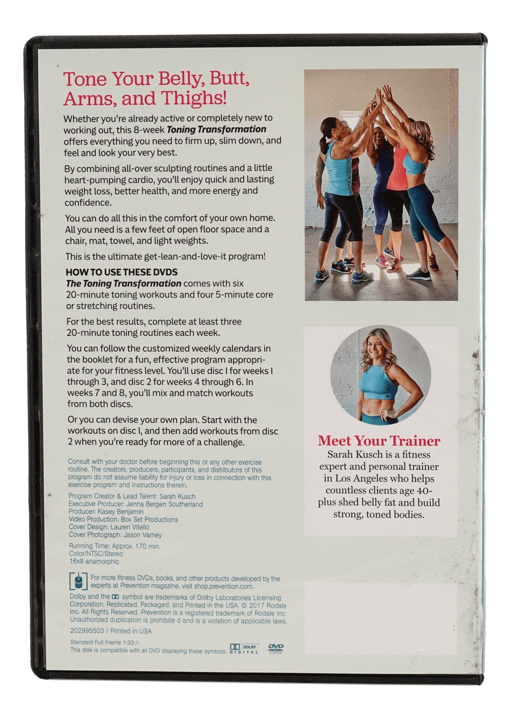 The Toning Transformation Workout DVD, Sarah Kusch Prevention Fitness 