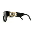 thumbnail image 3 of Womens Lion Emblem Triangular Shield Luxury Fashion Sunglasses Black Gold, 3 of 4
