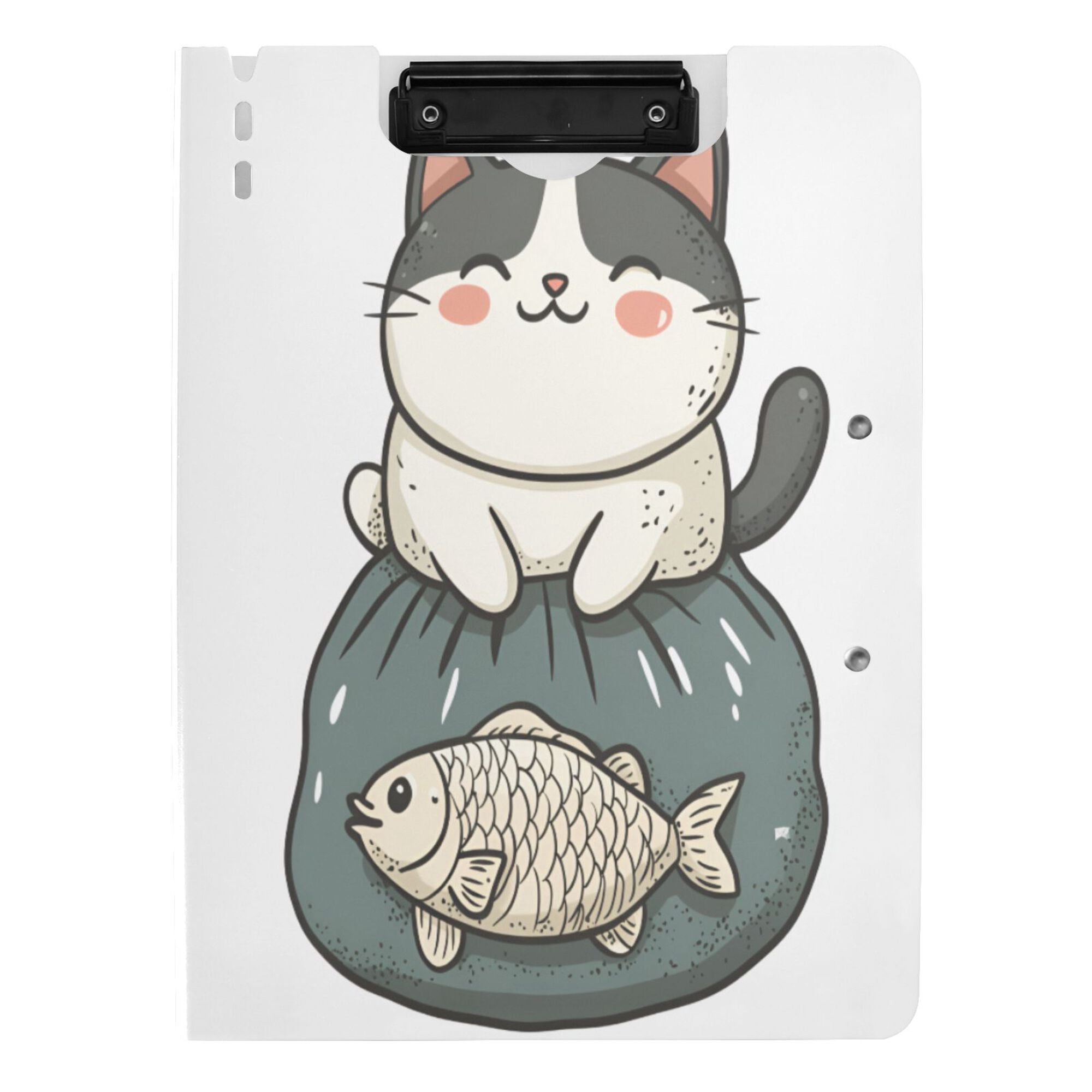 FORMRS A4 Clipboard Folder with Pen Holder Horizontal Foldable School Office Binder, Beige Cute Cat