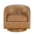 thumbnail image 3 of Comfort Pointe Modern Faux Leather Swivel Barrel Accent Chair, Brown, 3 of 8