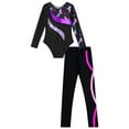 thumbnail image 4 of Alvivi Kids Girls Gymnastics Athletic Outfits Ice Skating Ballet Dance Leotard with Leggings Pants Purple&Hot Pink 14, 4 of 7