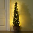 thumbnail image 3 of 5ft Artificial Cedar Topiary Trees for Outdoors, Fake Cypress Plants with Solar Light String, Faux uv resistant Plants for Home Front Porch Decor, Housewarming Gift, 3 of 9