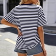 thumbnail image 4 of EliteGoogv Women's Striped Print T Shirts Crew Neck Short Sleeve Tops Casual Breton Striped Tees for Daily Streetwear,Navy,XL, 4 of 5