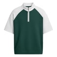 thumbnail image 4 of Maean Mens Textured Shirt Short Sleeve Shirts Quarter Zipper Summer Loose Tops Pullover Sweatshirts, 4 of 5