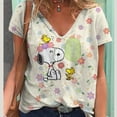 thumbnail image 3 of Camiseta de cuello en V para mujer, camiseta de moda con estampado divertido de dibujos animados de Snoopy, camiseta de manga corta de ocio para mujer, camiseta de verano 2024, 3 of 4