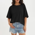 thumbnail image 5 of beishanbush Fall Sales Saving $10 Casual Workout T Shirts Tops Women's Oversized T-Shirt,Half Sleeve Boxy Neck Loose Overcut Shoulders Casual Under $10, 5 of 8
