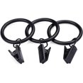 thumbnail image 3 of Curtain Rings with Clips - Set of 36,Interior Diameter 1.26",Fits for 1-Inch Rod - Black, 3 of 7
