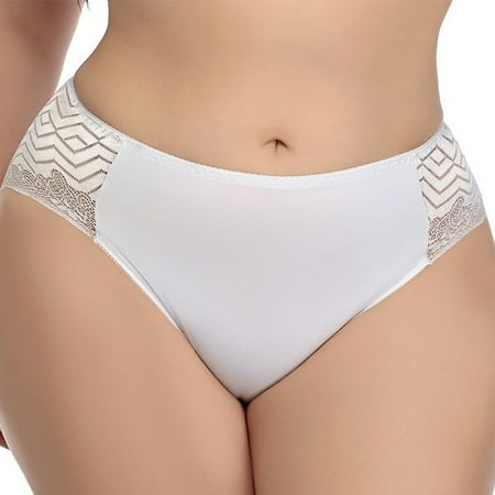 

Plus Size Women Middle Waist Underwear Briefs Sexy Lace Seamless Panties