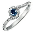 thumbnail image 2 of Unique Look 1.50 Carat Round Shape Blue Sapphire Moissanite Diamond Halo Engagement Ring in 10k White Gold, 2 of 2