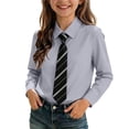 thumbnail image 6 of FAVIPT Girl Button Down Shirts Summer Boys Collared Long Sleeve Blouse Casual Cute Solid Color School Uniform Dress Shirt Blue,7-8Years, 6 of 9