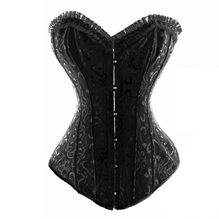 Corset Bras for Women Women s Lace up Strapless Overbust Corset Bustier Tops Lingerie Push up Bodyshaper Bride Dress Shapewear Tops Halloween Vintage Bustier Going out Corset S-41 Black S