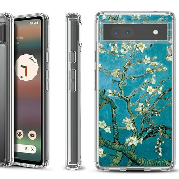 Shockproof Bumper Phone Case for Google Pixel 6a, by OneToughShield ® - Almond Blossom